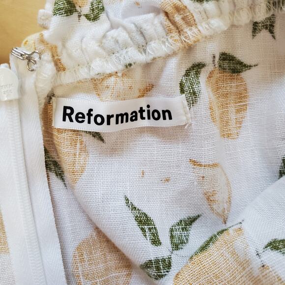 Reformation Marley Linen Off The Shoulder Midi Dress Lemonade Yellow Size 4 - Picture 9 of 10